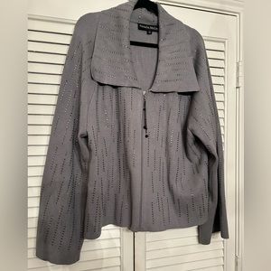 Gray Sweater Zipper Jacket 3X